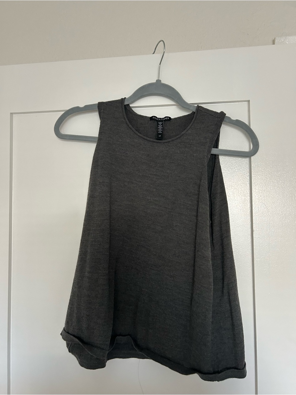 Eileen Fisher 100% extra fine merino wool gray tank top